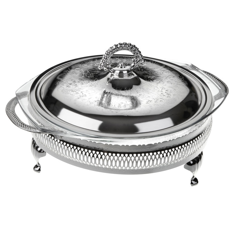 Corbell Silver Company Queen Anne Glass Round Casserole with Lid Wayfair